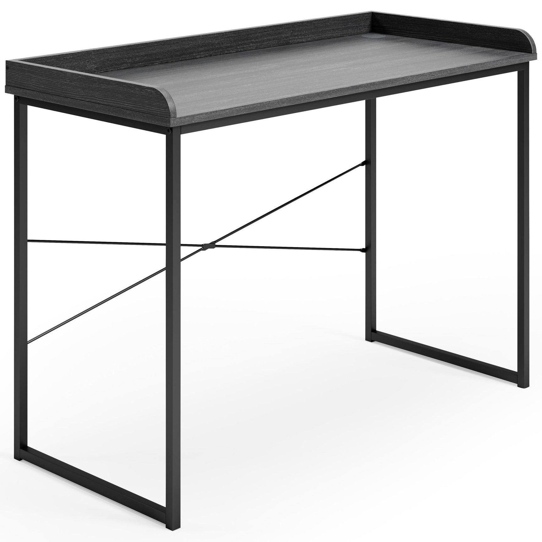 Yarlow Black Modern Computer Home Office Desk side view highlighting adjustable legs