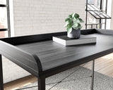 Yarlow Black Modern Computer Home Office Desk angled desktop surface