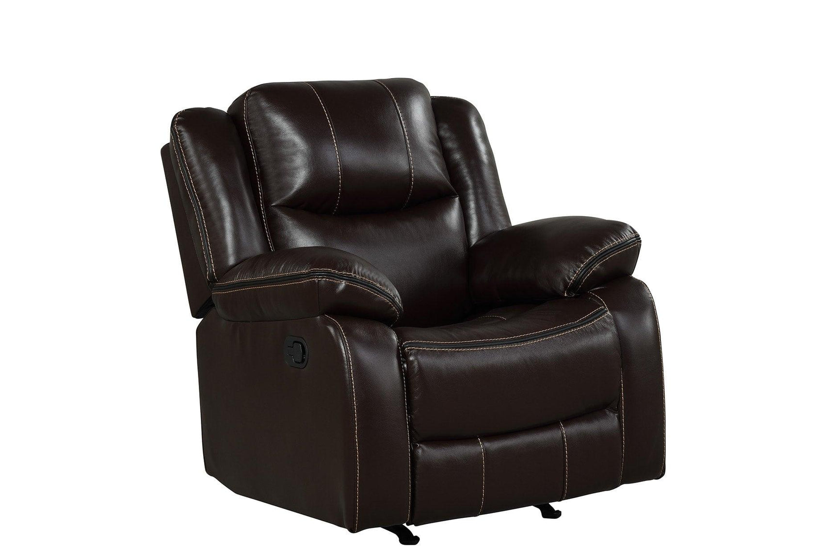 Carter Brown brown gel leather 3-piece reclining set full view