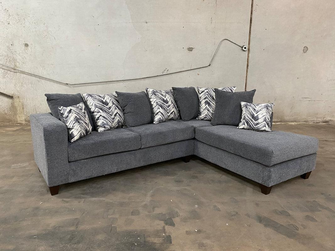 Charcoal Modern Contemporary Thick Fabric Upholstered Sectional - Ella Furniture