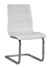 Front view of Madenere chrome and white round dining set