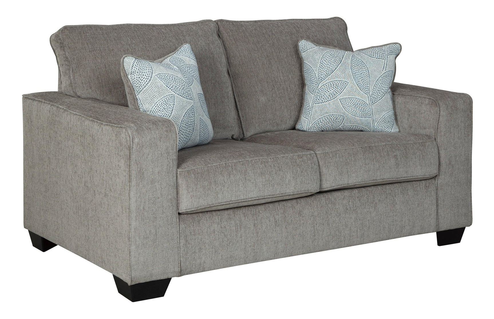 Close-up of Ashley Altari Alloy Gray Fabric upholstery and stitching