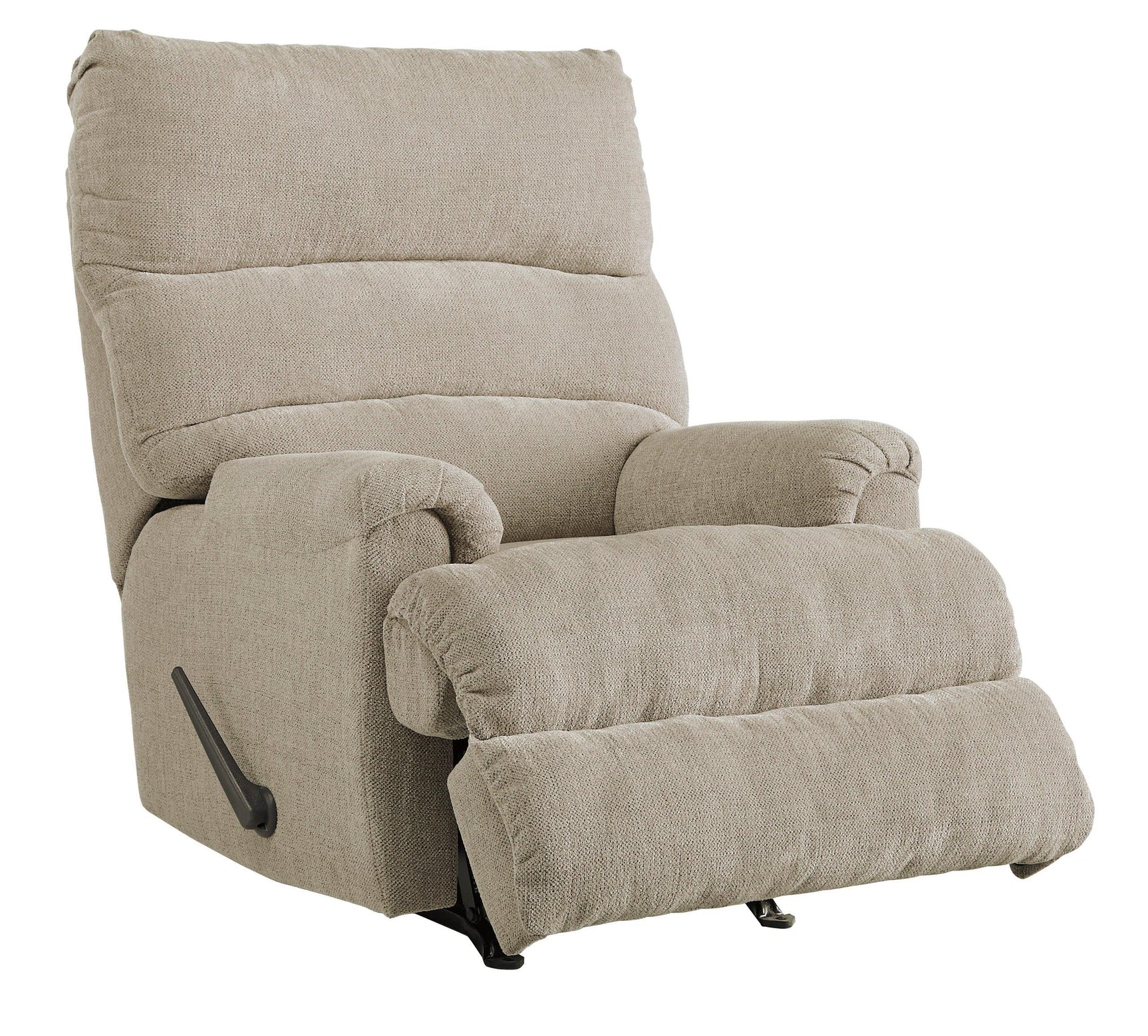 Side view of dusk brown rocker recliner chair