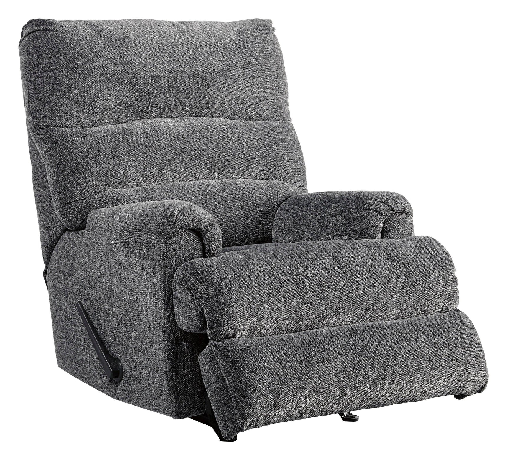 Graphite Fabric Recliner Rocker Chair side angle view