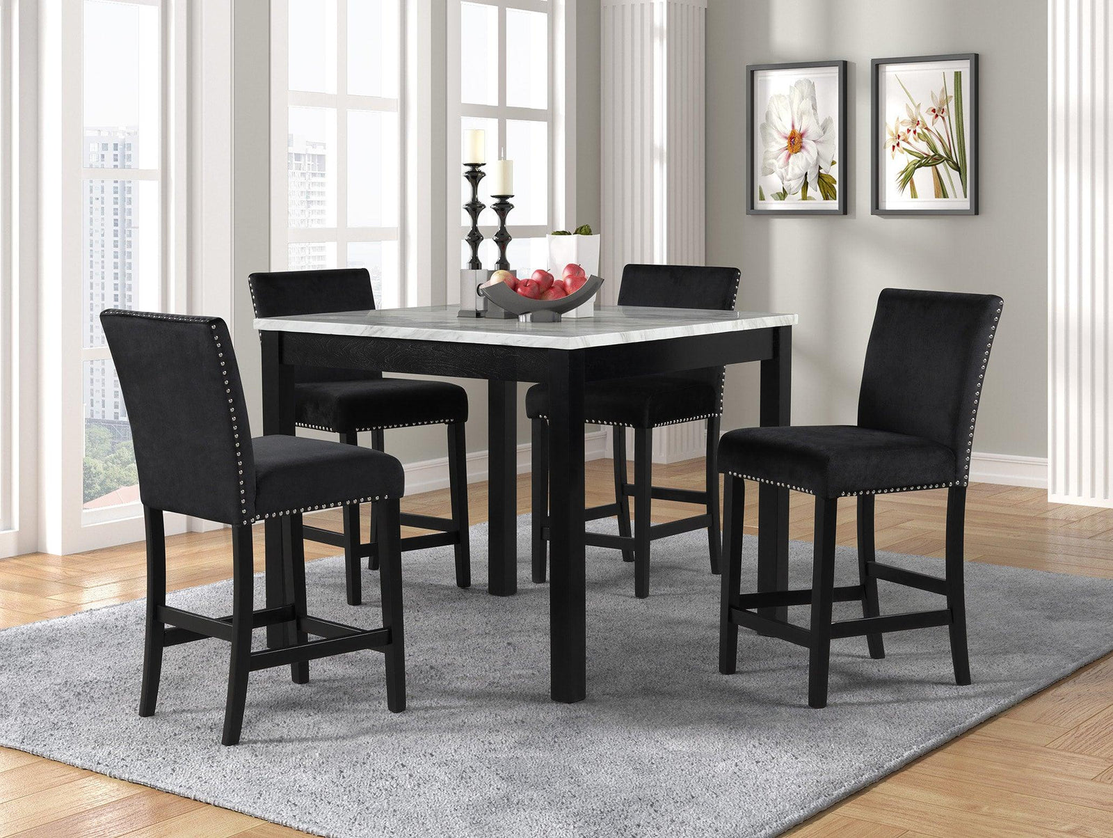 main view of Dior Black Velvet Dining Room Set dining room furniture