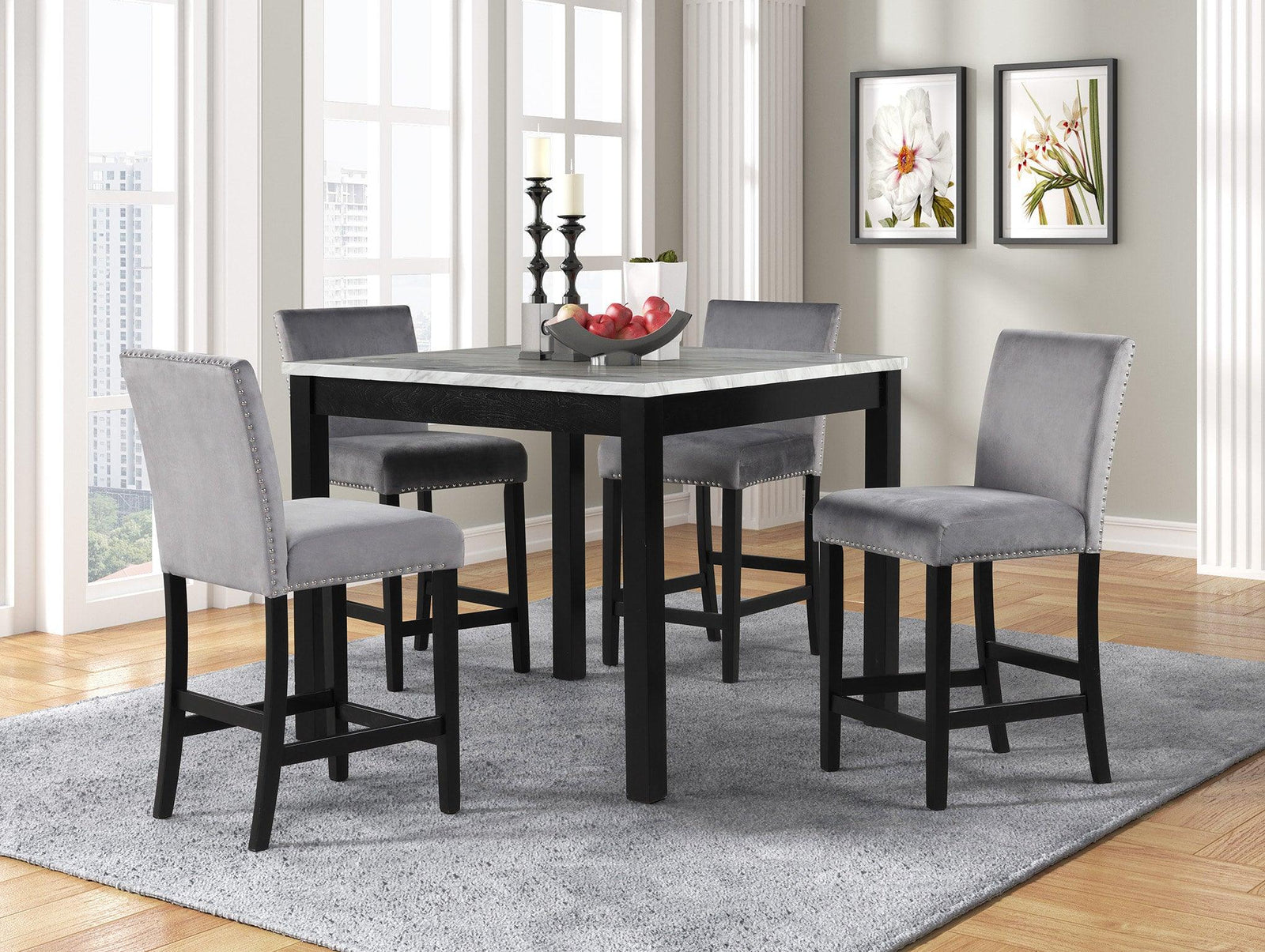 main view of Dior Gray Velvet Dining Room Set dining room furniture