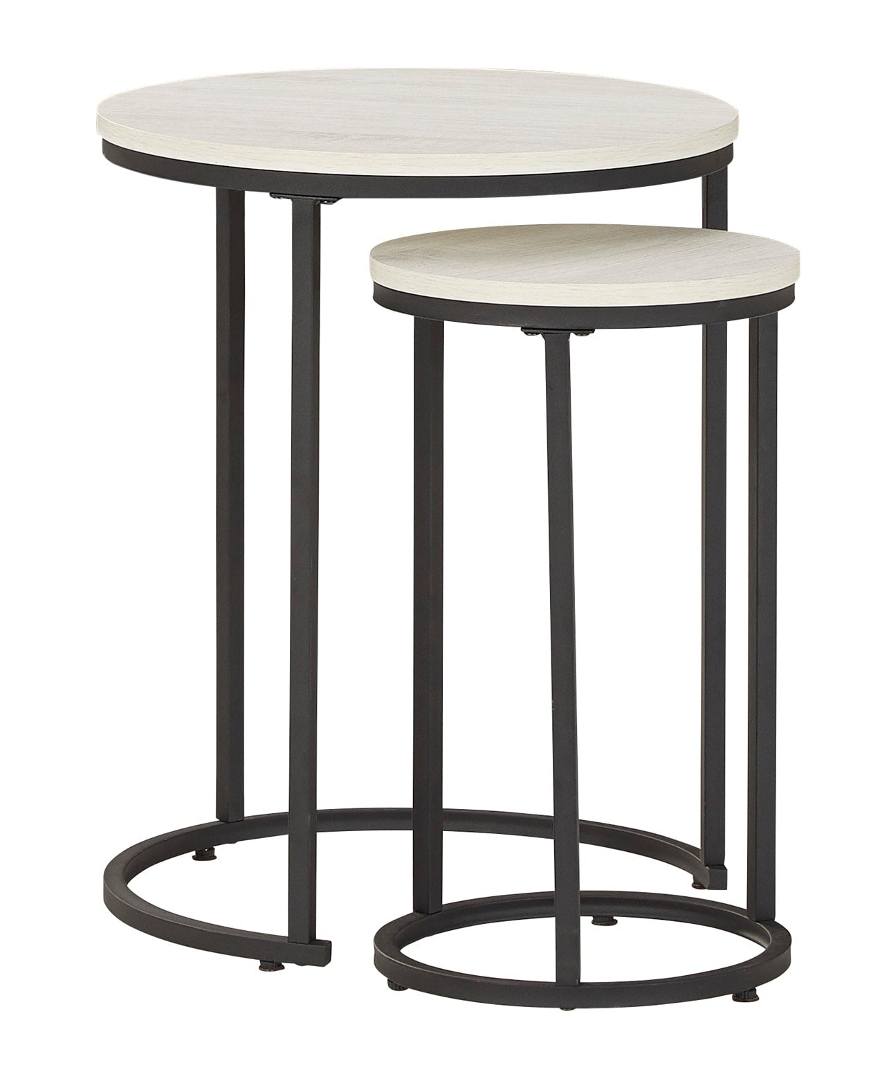 Large table side view in white with black accents