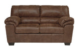 Detail of Ashley Bladen coffee faux leather upholstery on sofa set