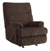 Earth fabric recliner front view highlighting upholstery and structure
