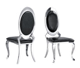 Close-up detail of Betsy Black Chrome Dining Table and chair upholstery