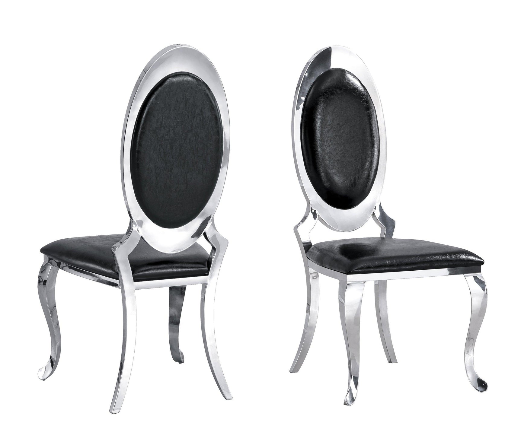Close-up detail of Betsy Black Chrome Dining Table and chair upholstery