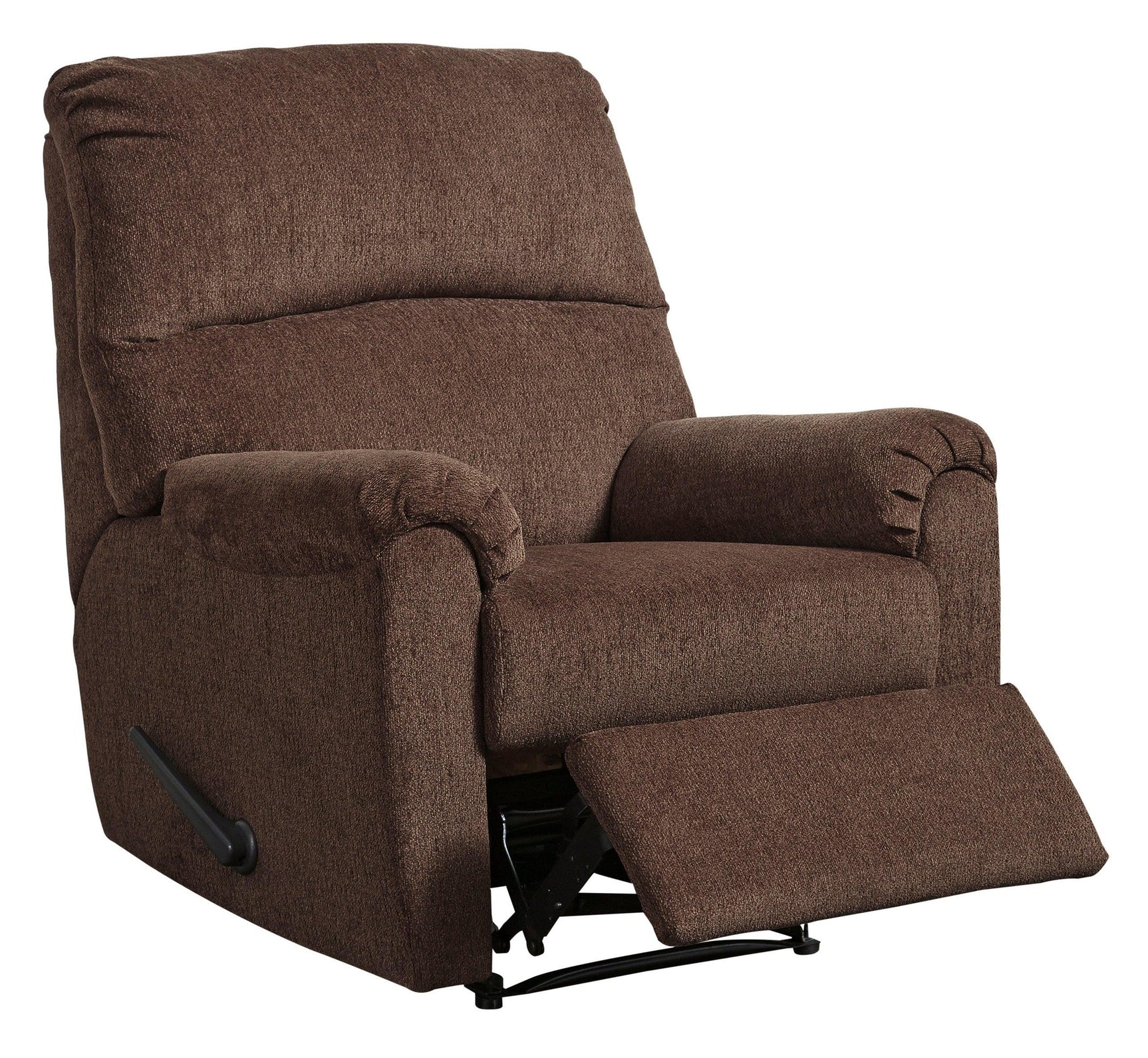 Nerviano Chocolate Zero Wall Metal Polyester Contemporary Modern Recliner - Ella Furniture