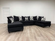 Black Modern Contemporary Traditional Metal Legs Chenille Fabric Sectional - Ella Furniture