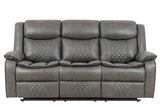 Weston Grey Faux Leather Reclining Loveseat angled