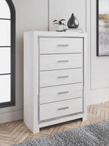 Another main view of Tula White LED Upholstered Panel Bedroom Set bed