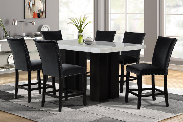 main view of Stockholm Black Velvet Counter Height Set furniture