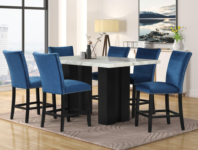 main view of Stockholm Blue Velvet Counter Height Set furniture