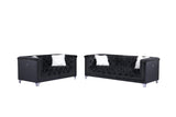 Prince Black Velvet Tufted Upholstered Living Room Set side view