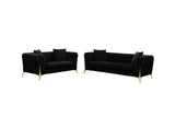 Side angle of Star Black velvet living room set