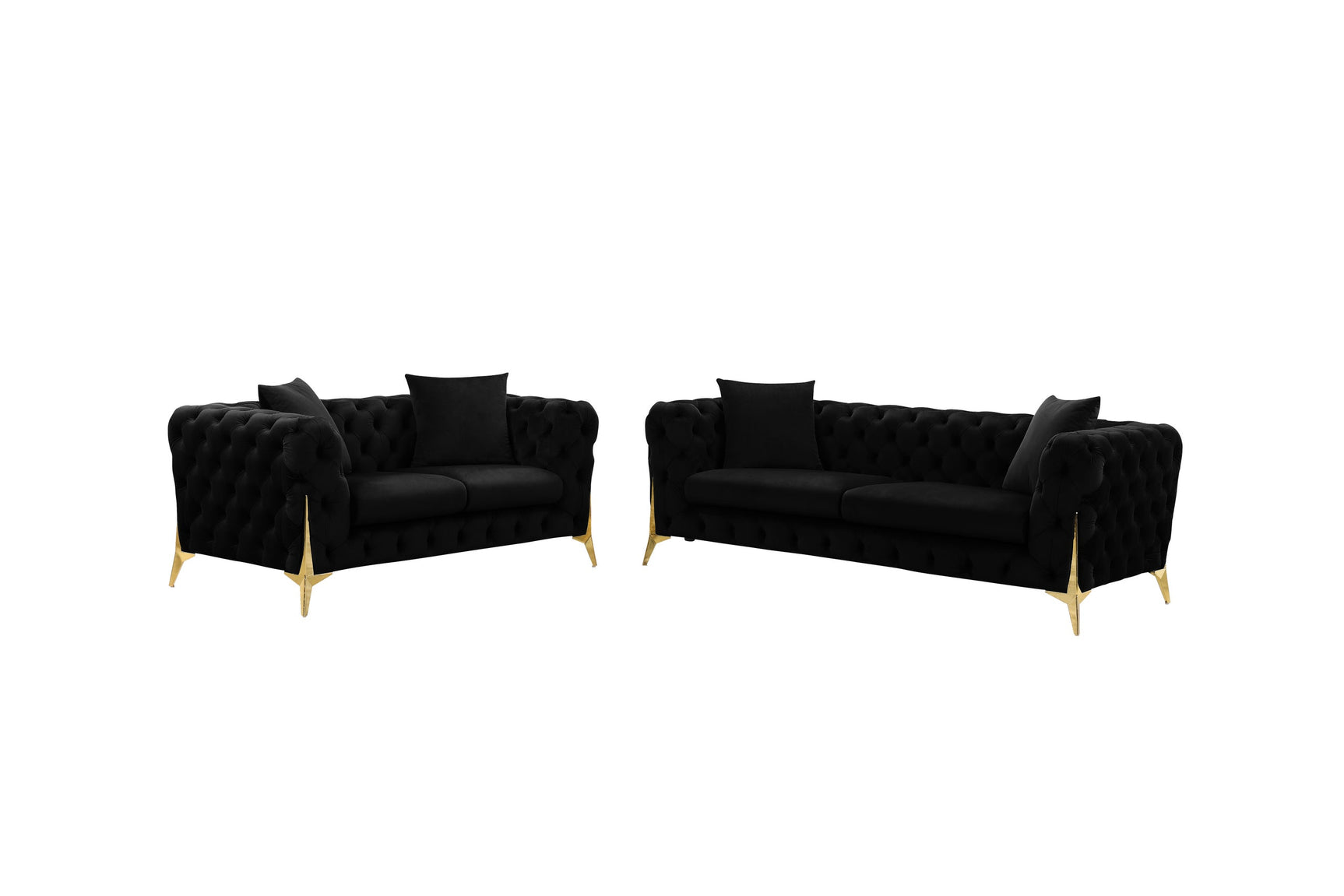 Side angle of Star Black velvet living room set
