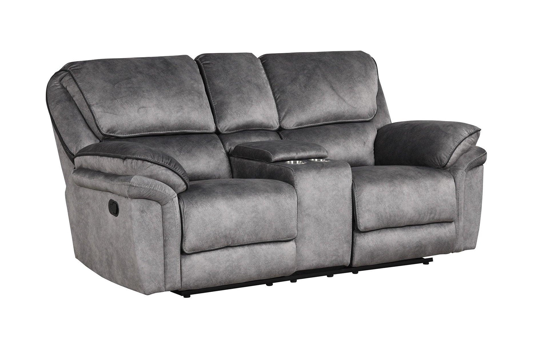 Living room setup with Perry Grey 3-piece reclining set