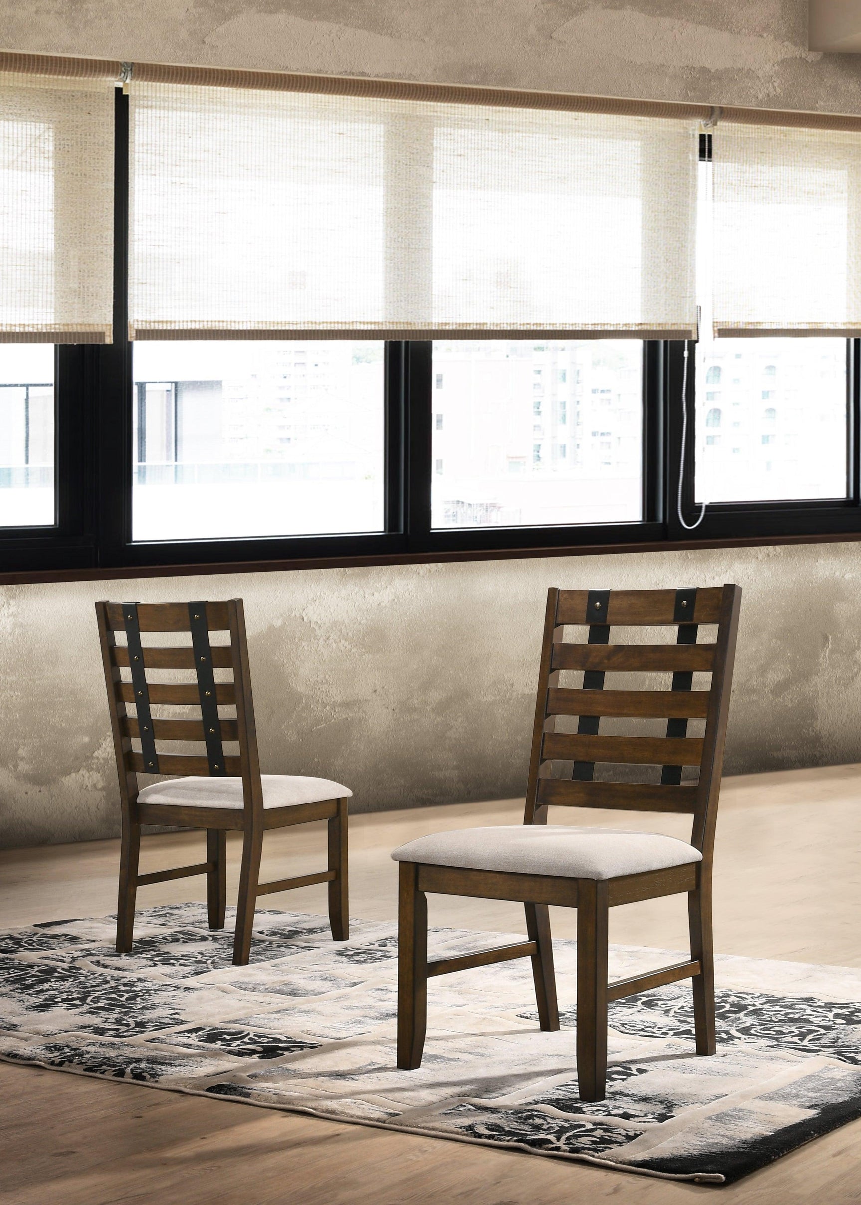 Room view showing Chicago Brown Dining Room Set dining furniture in styled setting