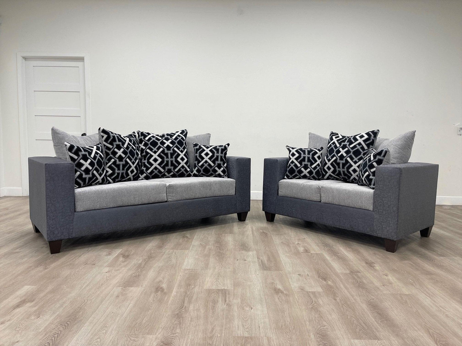 main view of Monroe Gray Fabric Living Room Set furniture