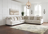 Side view of Ashley Rawcliffe parchment microfiber sectional sofa