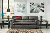 Bladen Slate Full Size Sleeper Sofa side angle in slate faux leather