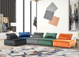 Happy Green armless velvet modular accent chair, side angle