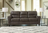 Smoke queen sofa sleeper opened with visible mattress and seating