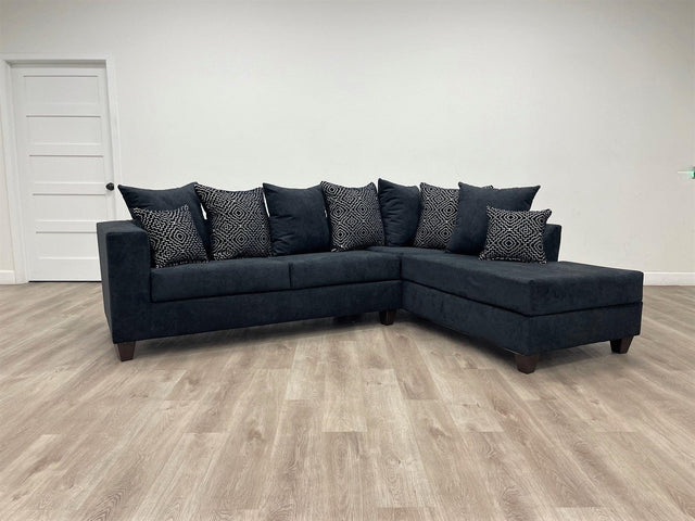 Hollywood Black Modern Contemporary Velvet Upholstered Sectional - Ella Furniture