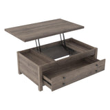 Arlenbry Gray Lift-Top Rectangular Coffee Table angled view highlighting metal base