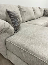 Brentwood Oatmeal Linen Chenille Sectional sofa in room setting