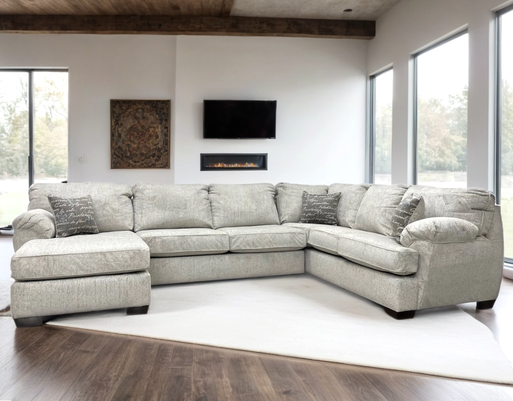 Brentwood Oatmeal Linen Chenille Sectional sectional sofa side view