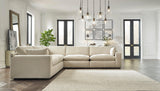 detail view of linen feather fiber blend oversized sectional sofa cushions