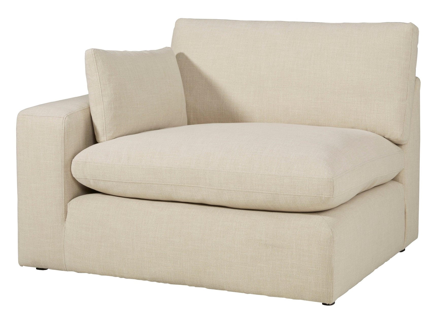 room view of linen feather fiber blend oversized sectional sofa
