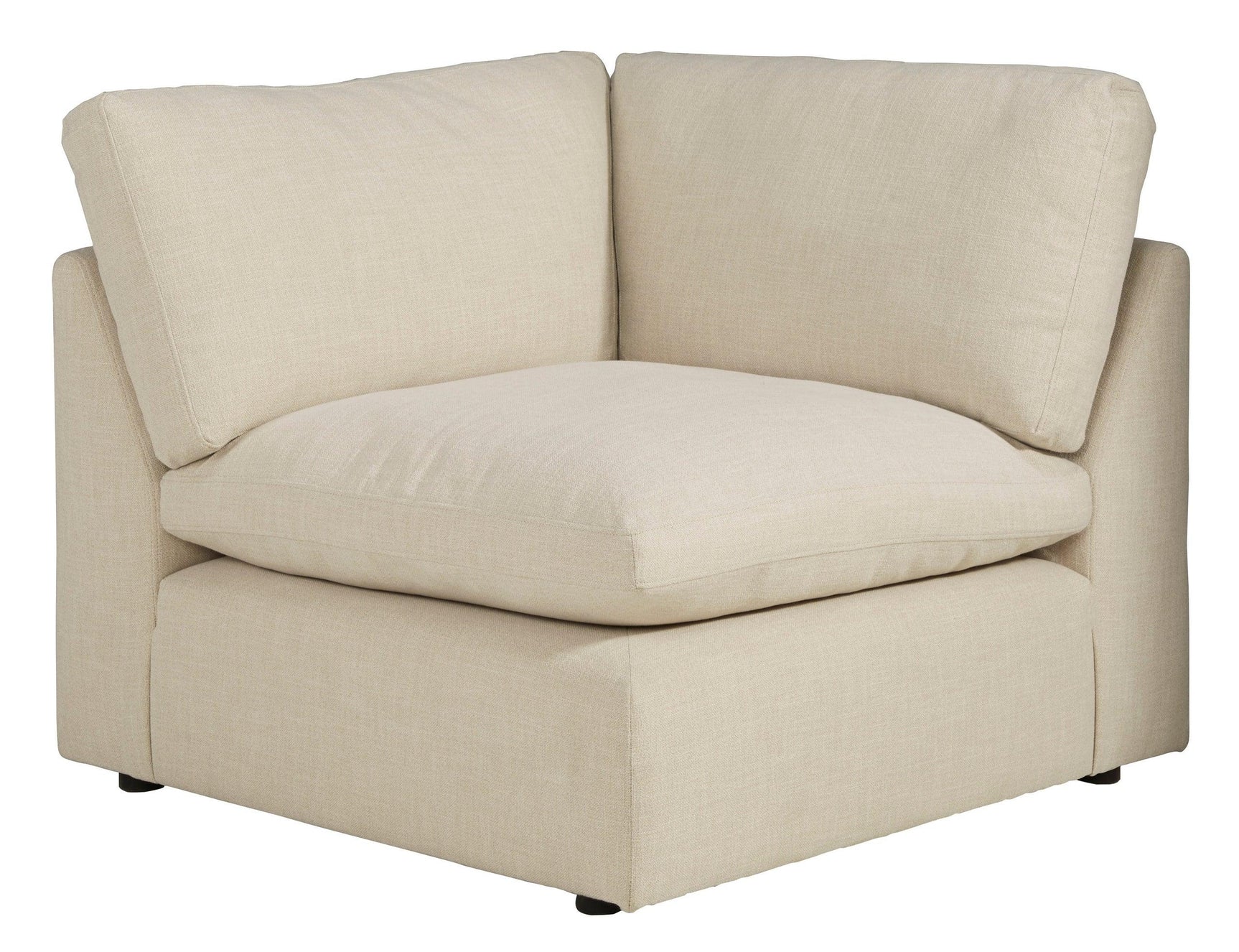 side view of linen feather fiber blend oversized sectional sofa