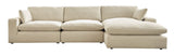 detail view of linen feather fiber blend oversized sectional sofa cushions