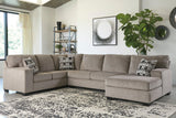 Ashley Platinum Chenille Fabric Sectional sofa side view