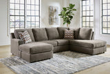 Side view of Ashley Putty Fabric Upholstered Sectional sofa