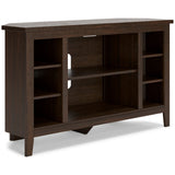 W283-67 Warm Brown Corner TV Stand 48"L side view