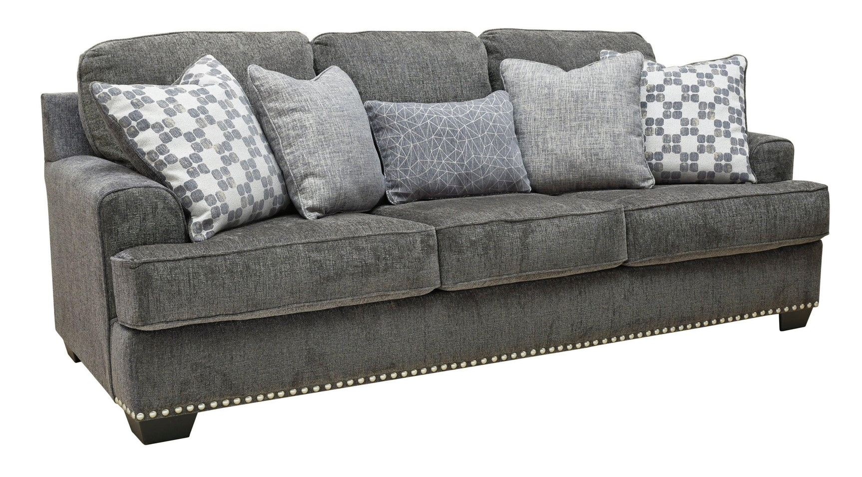 Detail of gray polyester upholstery on Ashley 959-04 Living Room Set