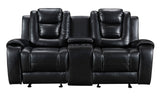 Side view of reclining loveseat console