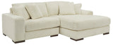 side view of Lindyn Ivory Upholstered 2-Piece Sectional sofa