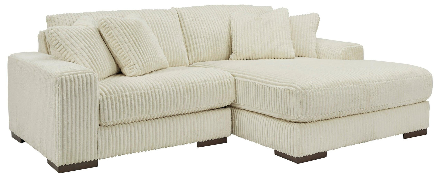 side view of Lindyn Ivory Upholstered 2-Piece Sectional sofa
