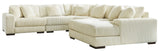 Close-up detail of Tuleven Ivory 6-Piece Sectional Sofa upholstery and design