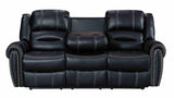 Lexington2023 Black Faux Leather Reclining Loveseat angle view