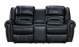 Lexington2023 Black Faux Leather Reclining Living Room set side view