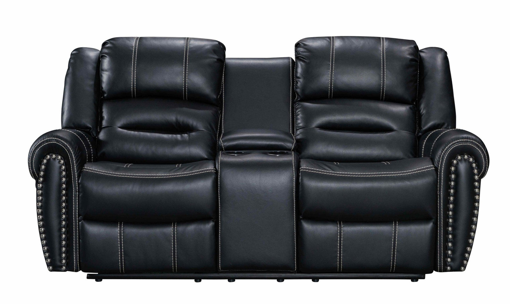 Lexington2023 Black Faux Leather Reclining Living Room set side view